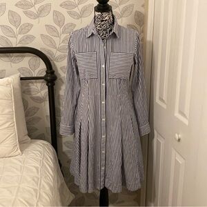 Michael Kors Striped Blue and White Shirt Dress
